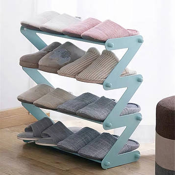 Пілочка для взуття 4 секції Shoe Rack 4 Блакитний стелаж етажерка для взуття — полиця для взуття в гардеробну (ST)