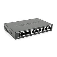 Комутатор POE 48V Mercury S109PS 8 портів POE + 1 порт Ethernet (Uplink) 10/100 Мбіт / сек, БП в комплекті, BOX Q200 (258 * 196 *