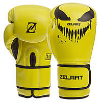 Перчатки боксерские Zelart BO-1370 размер 10 унции цвет лимонный-черный