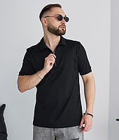 Мужское поло с молнией Черный (XXL), поло повседневное, стильная мужская футболка поло VORT