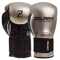 Перчатки боксерские Zelart BO-1384 размер 10 унции цвет серебряный-черный
