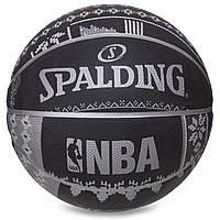 Мяч баскетбольный резиновый SPALDING NBA Sweater-San Antonio 83639Z№7 черный-серый