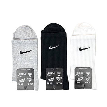 Чоловічі високі спортивні бавовняні шкарпетки в рубчик (резинка в рубчик) 39-42, Чорний