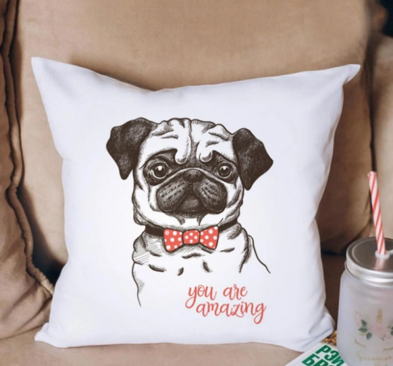 Подушка Мопс You are Amazing 35x35 см, фото 1