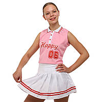 Костюм для чирлидинга (юбка и топ) LIDONG LD-8556 размер S цвет розовый-белый