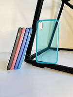 Прозрачный силиконовый чехол Matte Side с матовыми бортиками для Iphone XS Max  бирюзовый