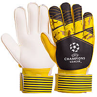 Перчатки вратарские с защитой пальцев CHAMPIONS LEAGUE Zelart FB-903 размер 8 цвет желтый-черный