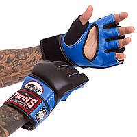 Перчатки для смешанных единоборств MMA кожаные TWINS GGL-4 размер M цвет черный-темно-синий