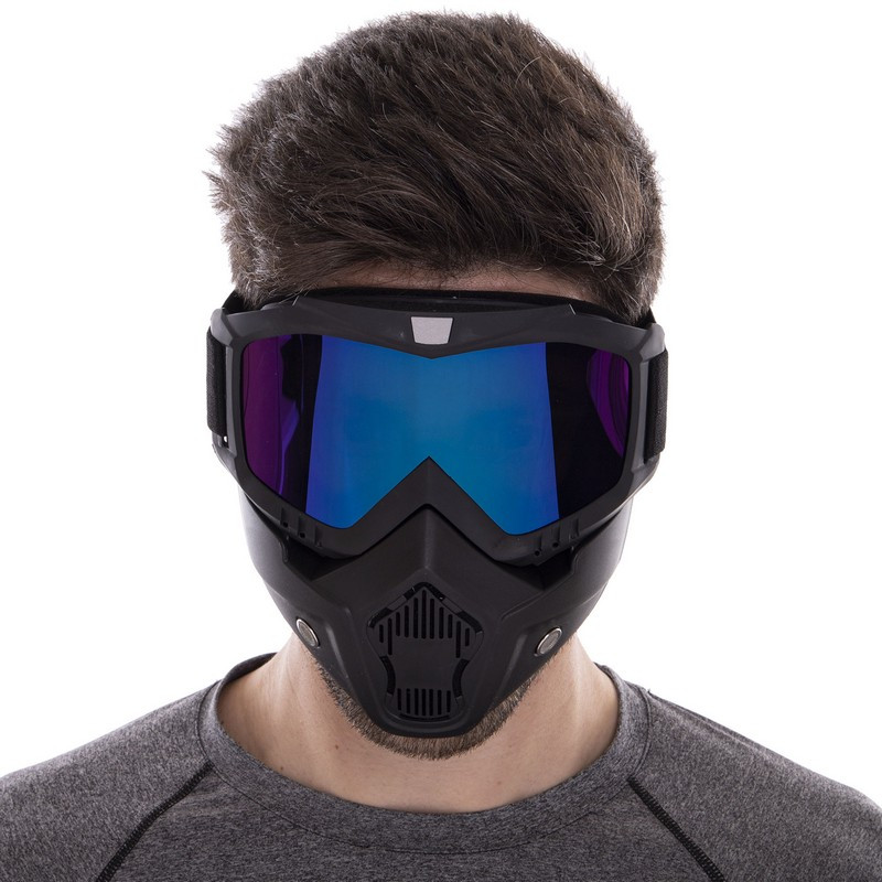 Защитная маска-трансформер очки пол-лица Zelart MS-6827 черный - фото 2 - id-p2132799552