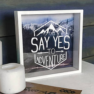 Дерев'яна скарбничка для грошей Say yes to adventure