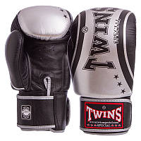 Перчатки боксерские кожаные TWINS FBGVL3-TW4 размер 10 унции цвет черный-серебряный