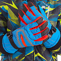Перчатки горнолыжные теплые женские Zelart B-622 размер M-L цвет голубой-красный