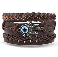 Набір шкіряних чоловічих браслетів — чоловічий браслет Рука з оком