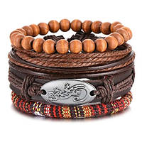 Набір шкіряних чоловічих браслетів — чоловічий браслет Саламандра