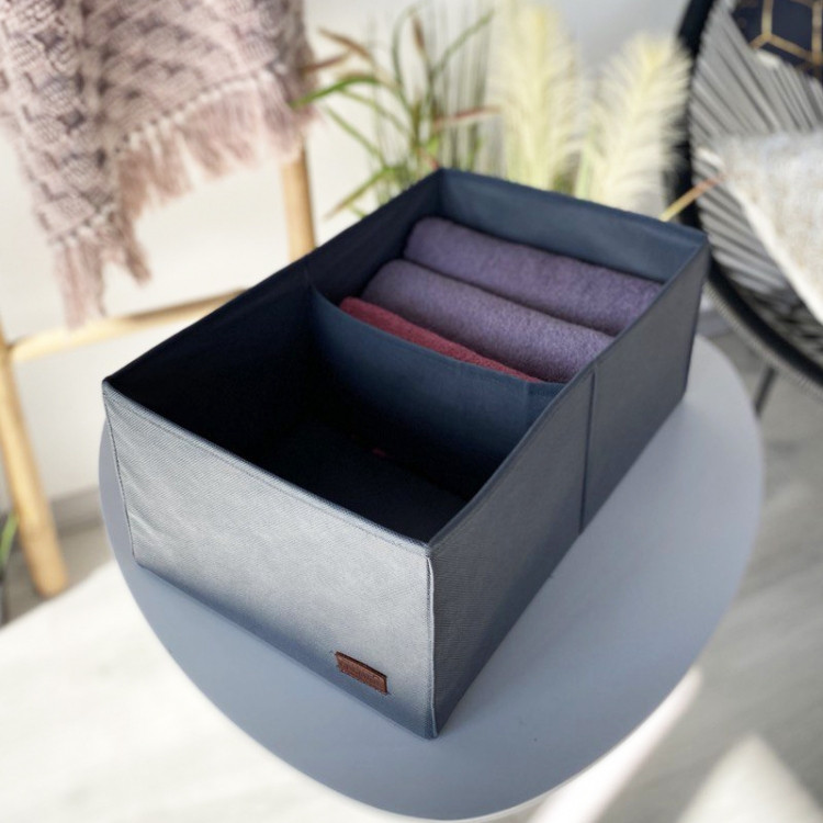 Органайзер для речей, рушників та постільної білизни 40х25х16 см (Сірий), фото 1