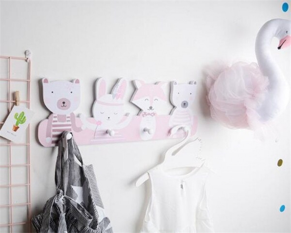 Дитяча деревяна настінна вішалка Казкові друзі, фото 1