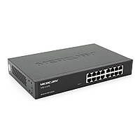 Комутатор POE Mercury S116PS 15 портів POE 100Мбит + 1 порт Ethernet (UP-Link) 100 Мбіт, БП вбудований, кріплення в стійку, BOX