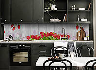 Наклейка виниловая кухонный фартук Zatarga Красные тюльпаны 600х2500 мм GT, код: 5567232