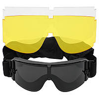 Очки защитные маска со сменными линзами и чехлом SPOSUNE JY-002 черный