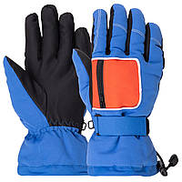Перчатки горнолыжные теплые женские LUCKYLOONG B-3312 размер M-L цвет синий-оранжевый