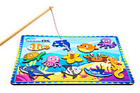 Дерев'яна іграшка рибалка на магніті "Морські жителі" 12 елементів, PuzzleOk