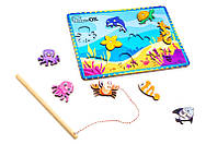 Дерев'яна іграшка рибалка на магніті " Морські жителі" 9 елементів, PuzzleOk