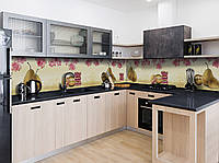 Наклейка виниловая кухонный фартук Zatarga Золотые Груши и Орхидеи 600х3000 мм DT, код: 5570268