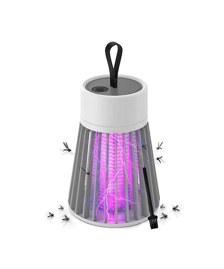 Пастка-лампа від комах Mosquito killing Lamp YG-002 акумуляторна з LED підсвічуванням та USB-зарядкою Сіра