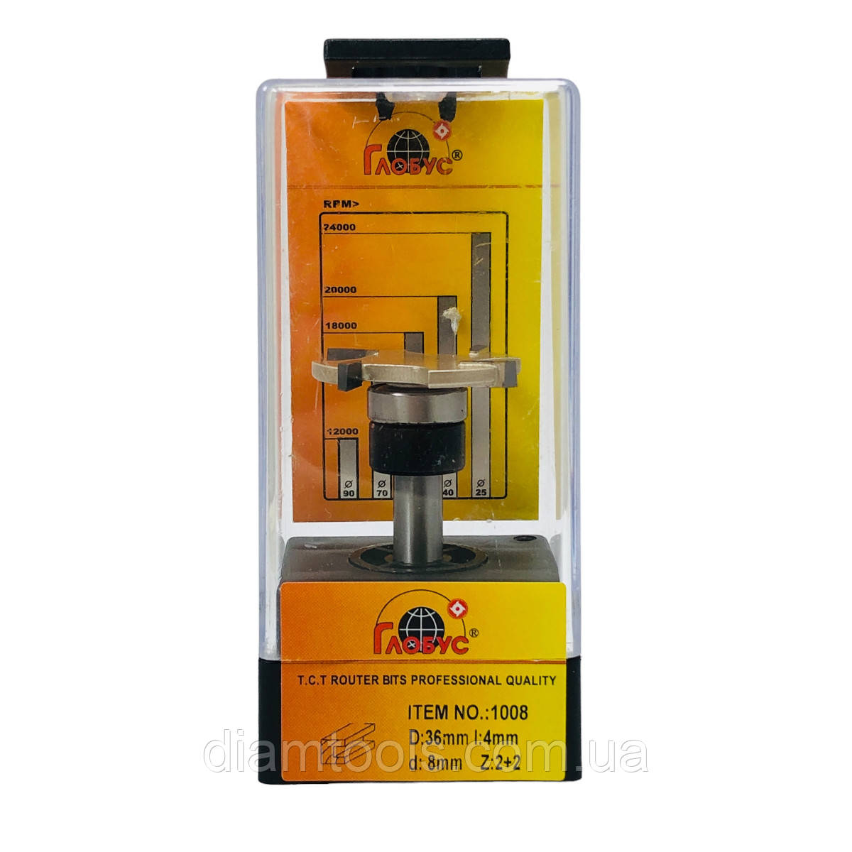 Фреза Глобус кромкова фальцева 1008 D33 d8 L49 h4 z4