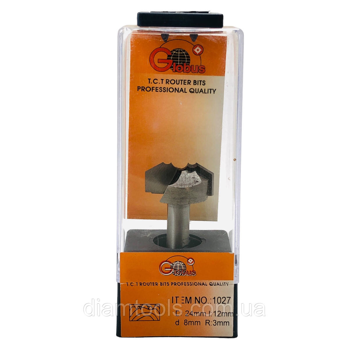 Фреза для виготовлення розеток Глобус 1027 D24 d8 L47 h12 R3, фото 1