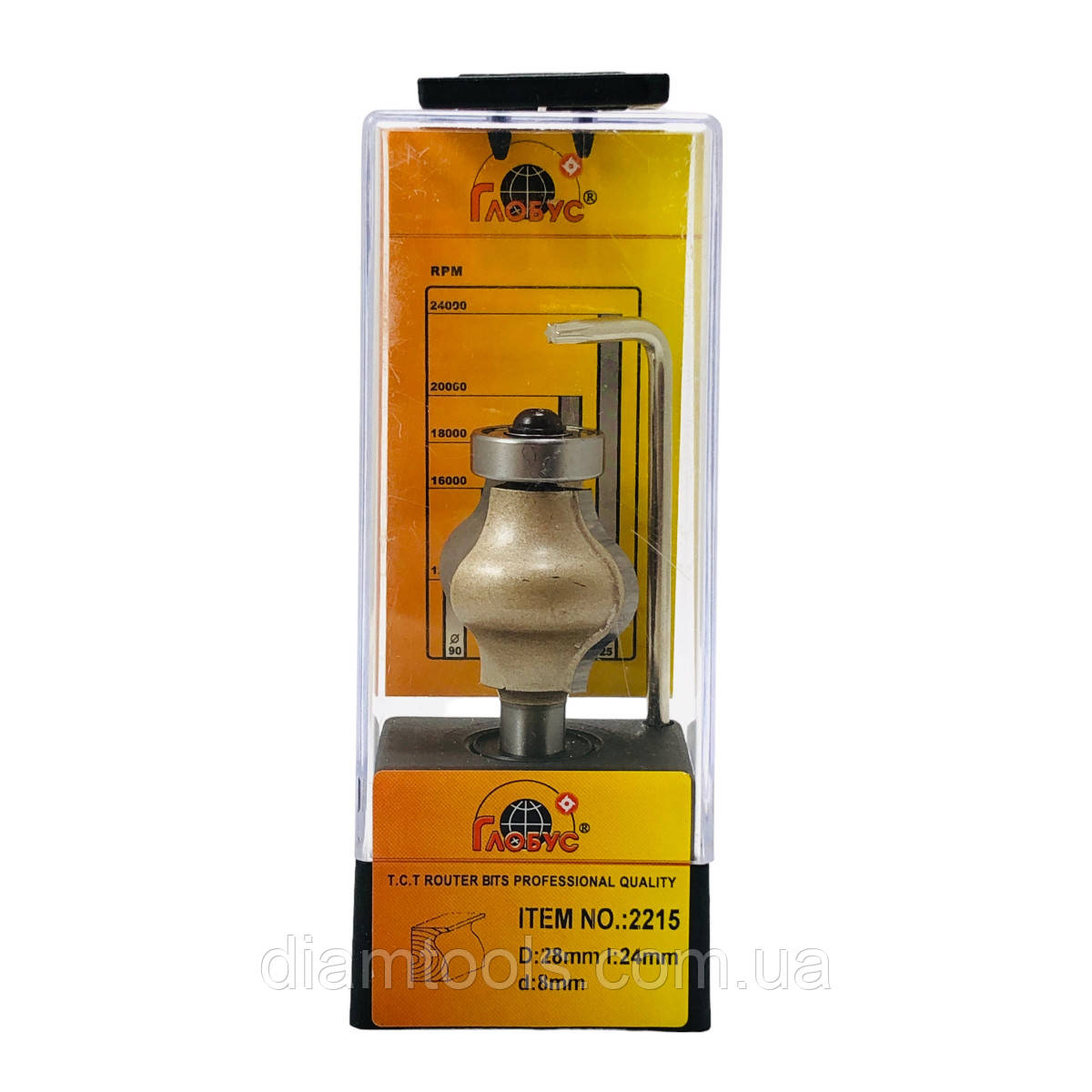 Фреза для поруччя Глобус 2215 D28 d8 L64 h24, фото 1