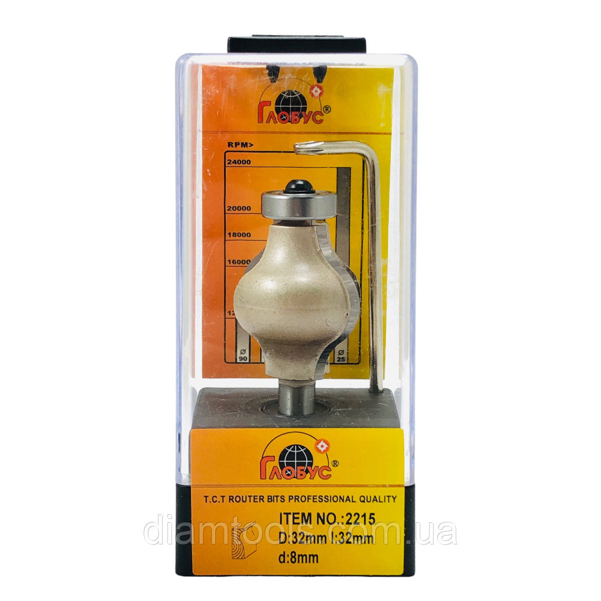 Фреза для поруччя Глобус 2215 D32 d8 L67 h32