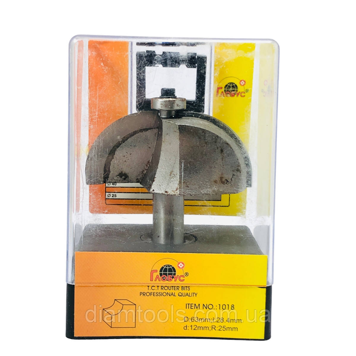 Фреза кромкова калювальна Глобус 1018 D63 d12 L62 h27 R25, фото 1