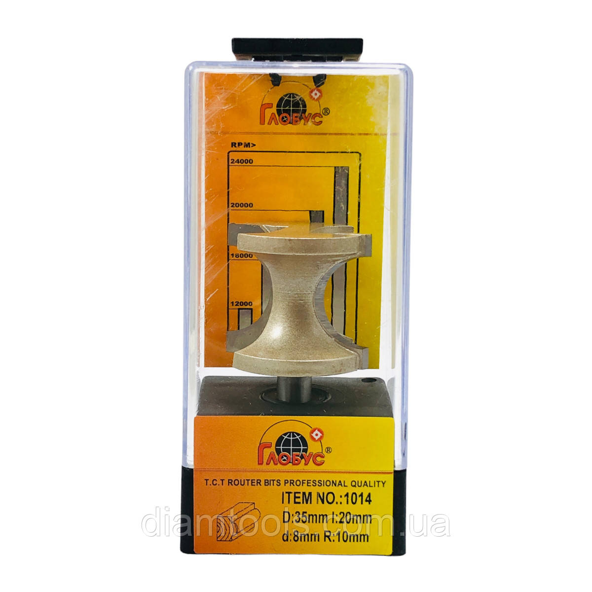 Фреза кромкова напівстрижнева Глобус 1014 D35 d8 L55 h20 R10