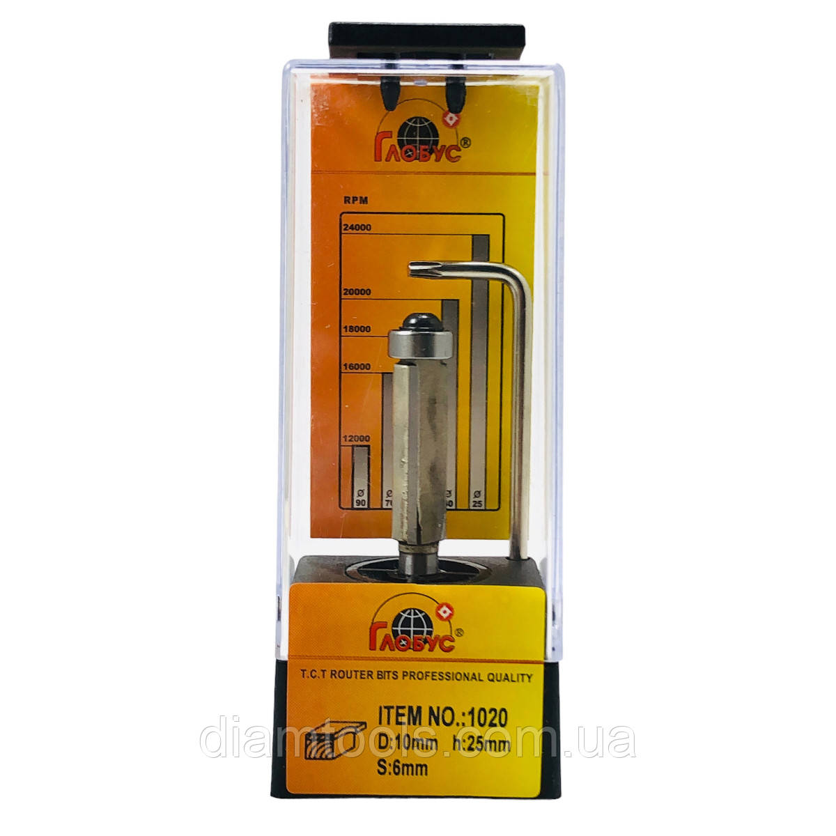 Фреза кромкова пряма Глобус 1020 D10 d6 L85 h60 z2