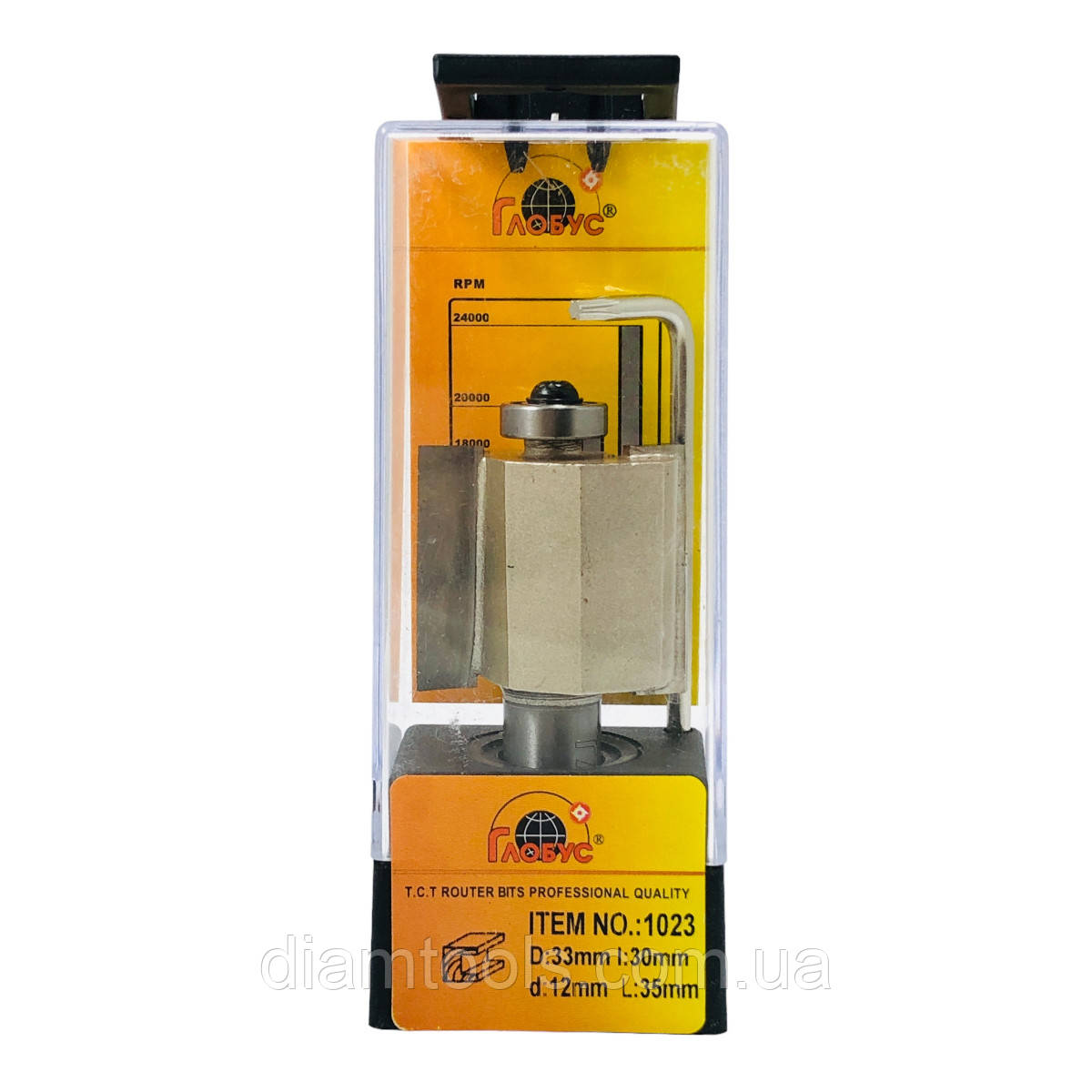 Фреза кромкова фальцева Глобус 1023 D33 d12 L68 h30 z2, фото 1