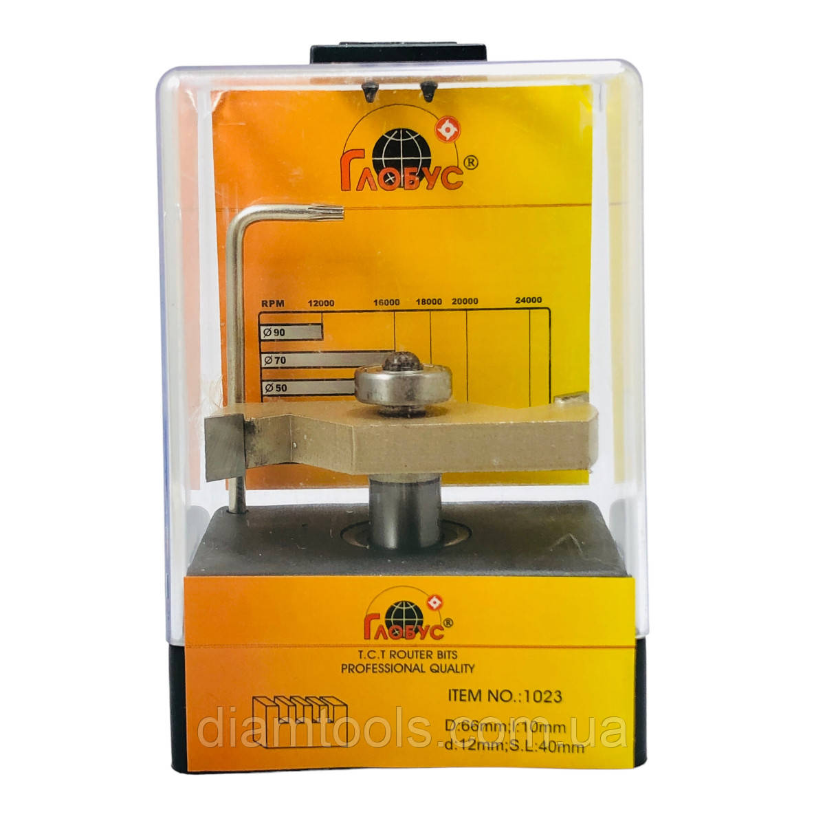 Фреза кромкова фальцева Глобус 1023 D66 d12 L40 h10 z2, фото 1