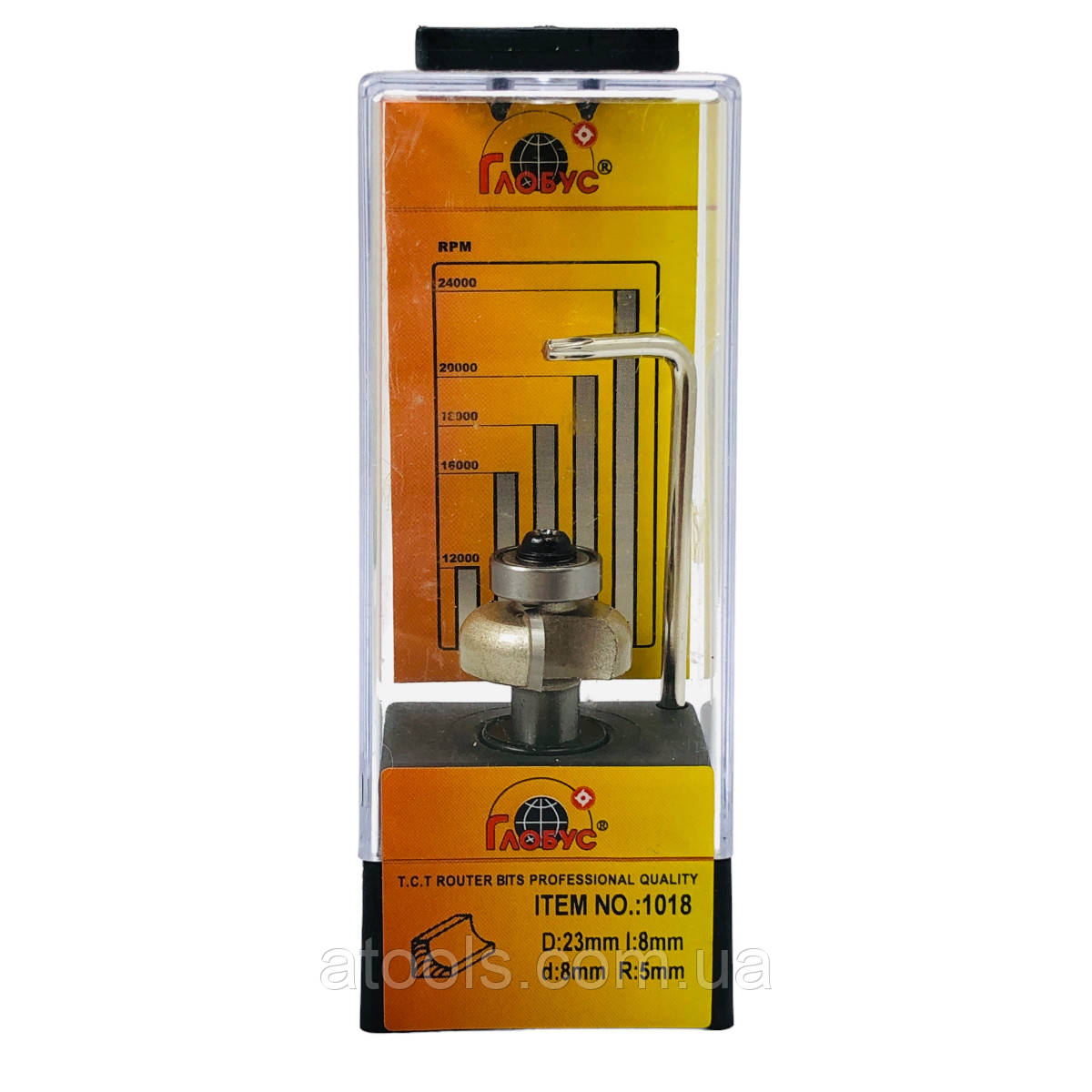 Фреза кромкова калювальна Глобус 1018 D22 d8 L45 h10 R5