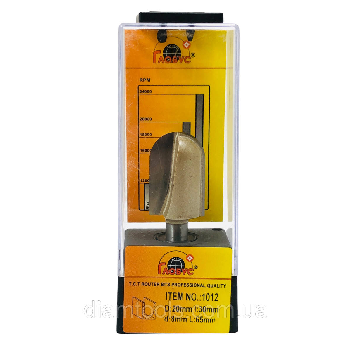 Фреза пазова галтельна Глобус D20 d8 L65 h30, фото 1