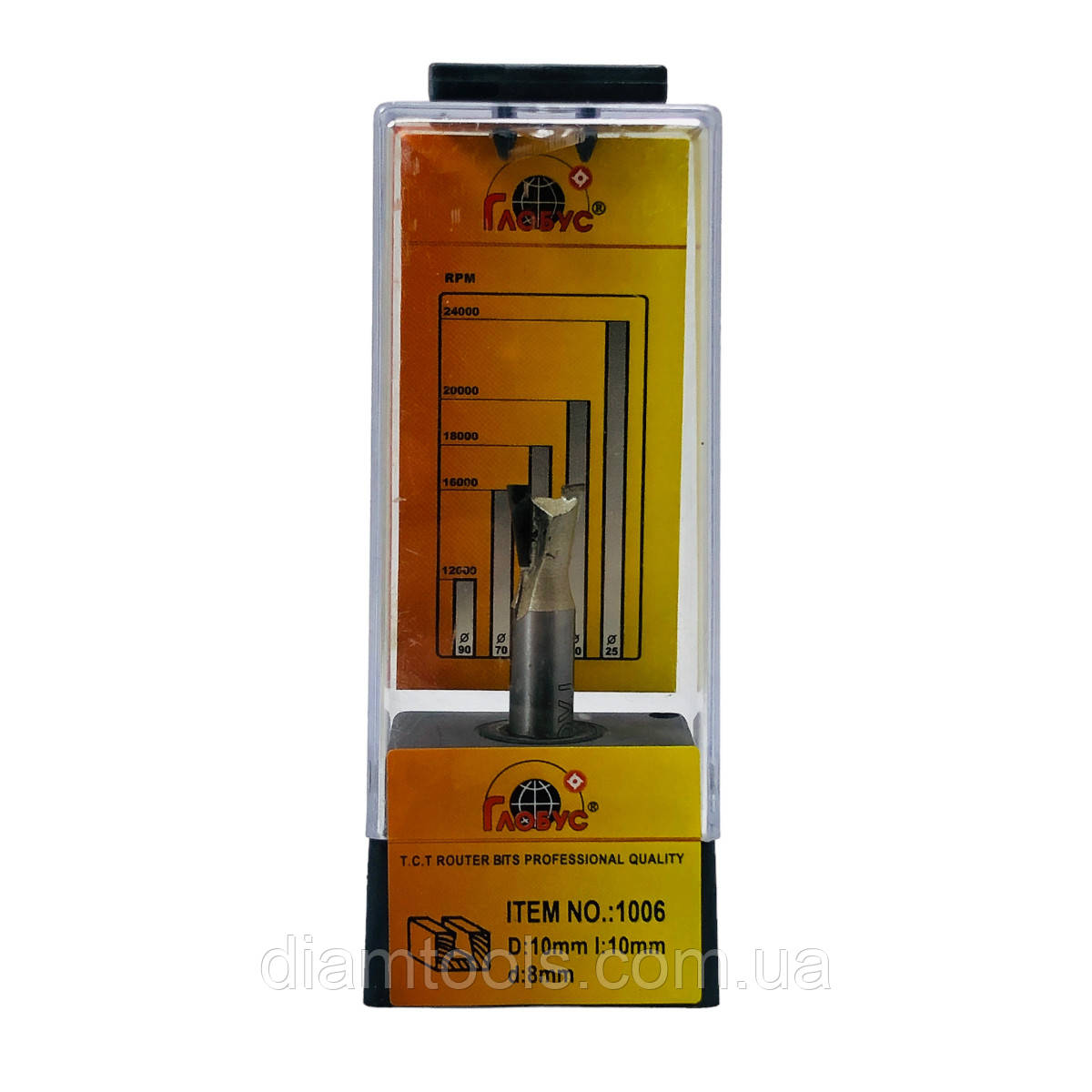 Фреза пазова Глобус ластівчиний хвіст 1006 D10 d8 L45 h10