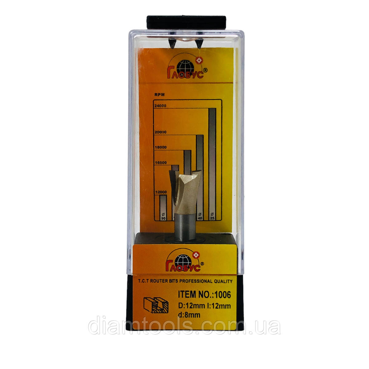 Фреза пазова Глобус ластівчиний хвіст 1006 D12 d8 L47 h12