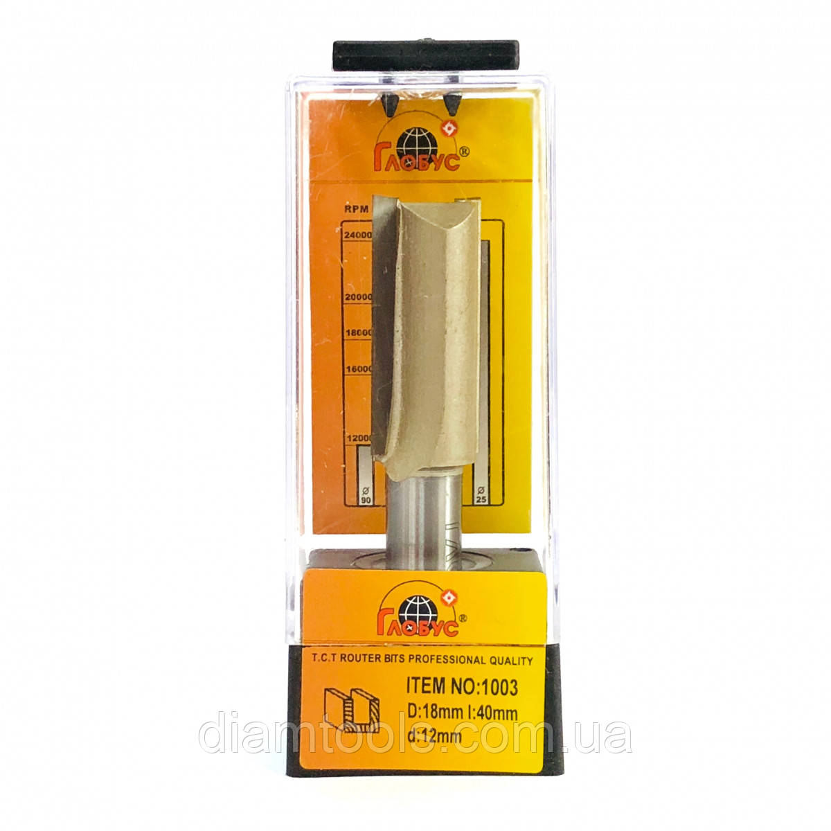 Фреза пазова пряма ГЛОБУС 1003 D18 d12 L70 h50, фото 1
