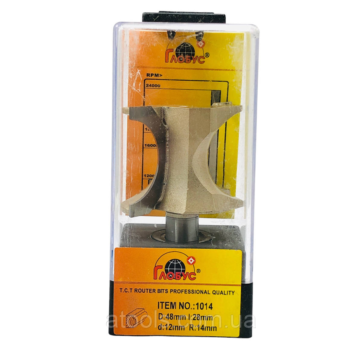 Фреза кромкова напівстрижнева Глобус 1014 D48 d12 L63 h28 R14