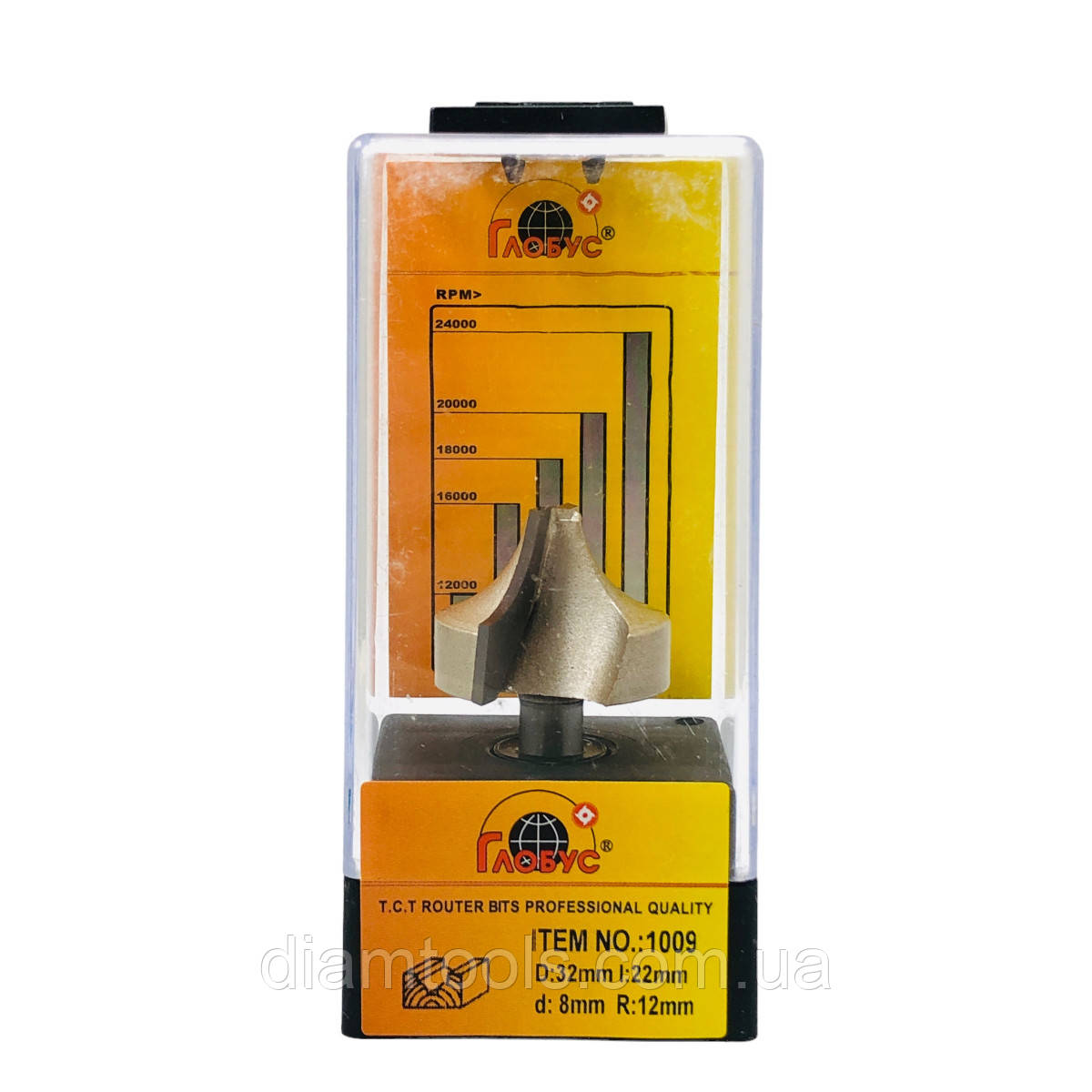 Фреза пазова фасонна Глобус 1009 D32 d8 L57 h22 R12, фото 1