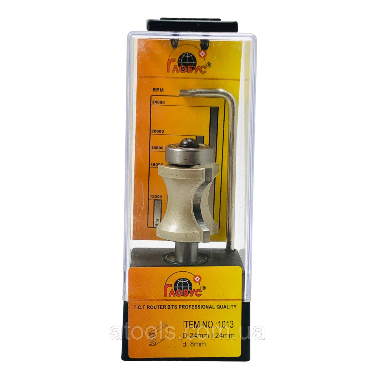 Фреза кромкова напівстрижнева Глобус D24 d8 L59 h16 R10