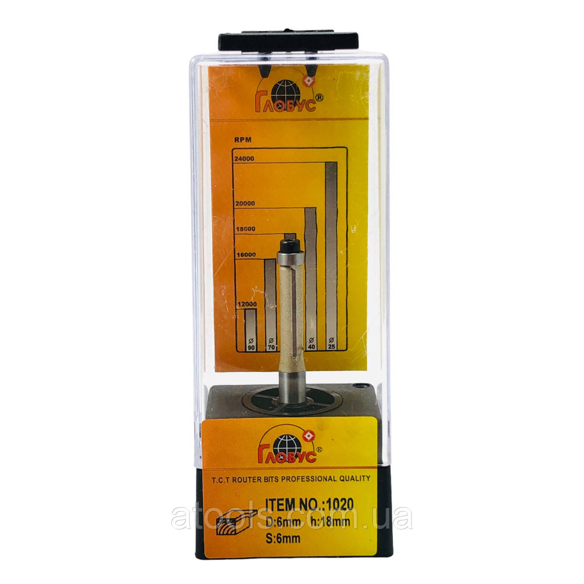 Фреза кромкова пряма Глобус 1020 D6 d6 L53 h18 z2