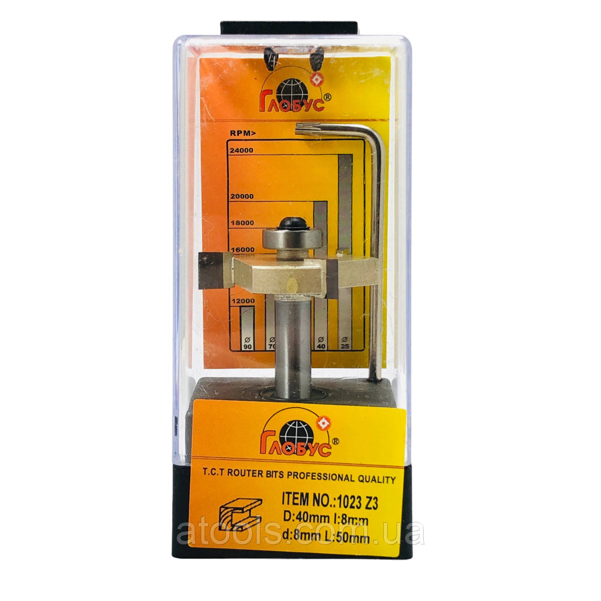 Фреза кромкова фальцева Глобус 1023 D40 d8 L43 h8 z3
