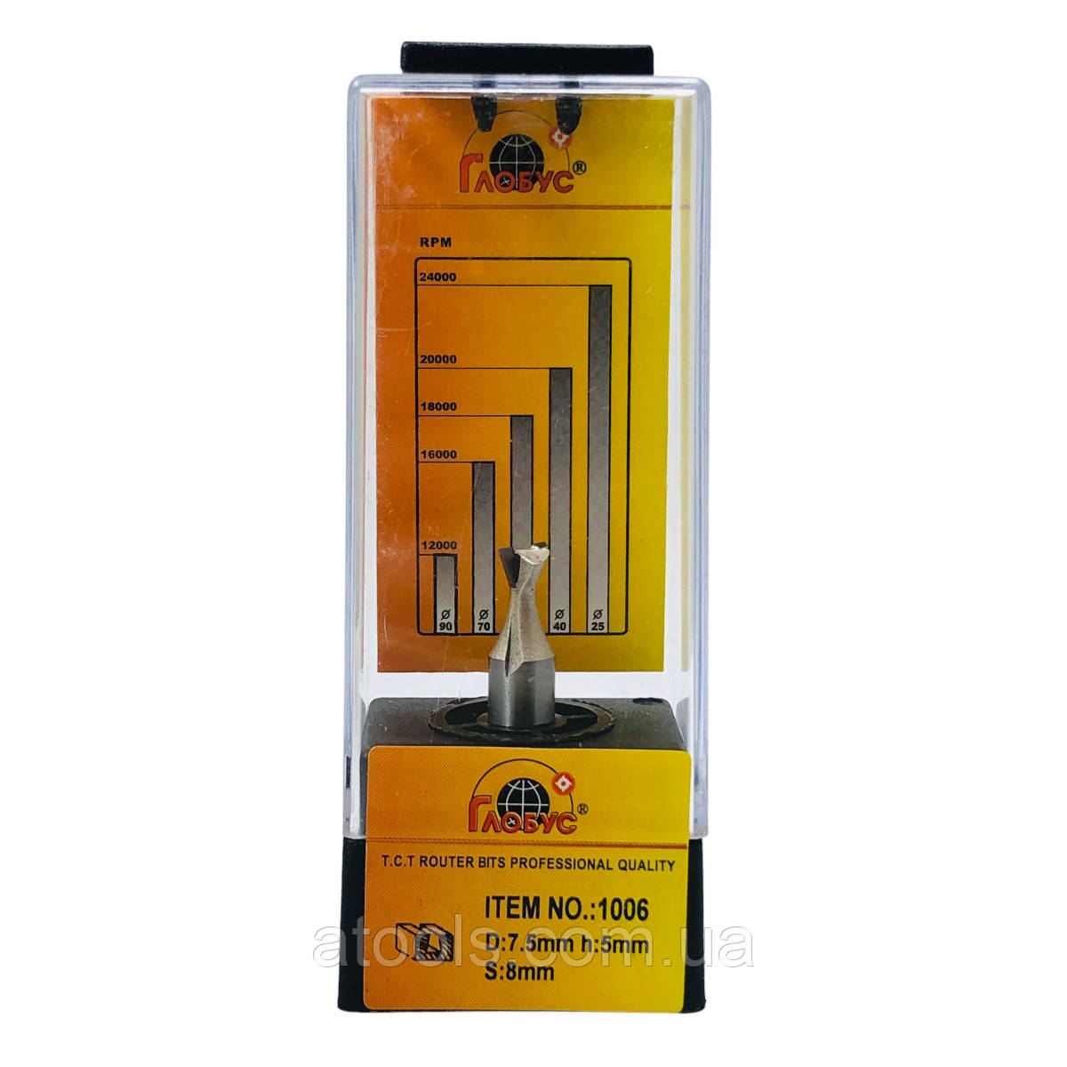Фреза пазова Глобус ластівчиний хвіст 1006 D7.5 d8 L40 h5
