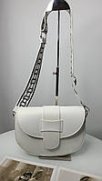 Красивая женская сумка белого цвета Сумка багет среднего размера Женские белые сумки из искусственной кожи