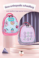 Рюкзак шкільний з ортопедичною спинкою для дівчинки 1 2 3 клас, дитячий портфель в школу, пудровий